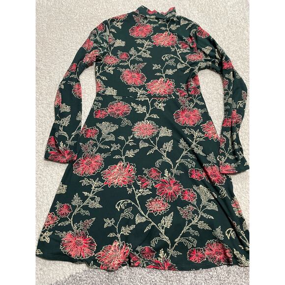 Altar'd State Women's Size M Long Sleeve High Neck Floral Mini Dress Multicolor - Picture 7 of 9